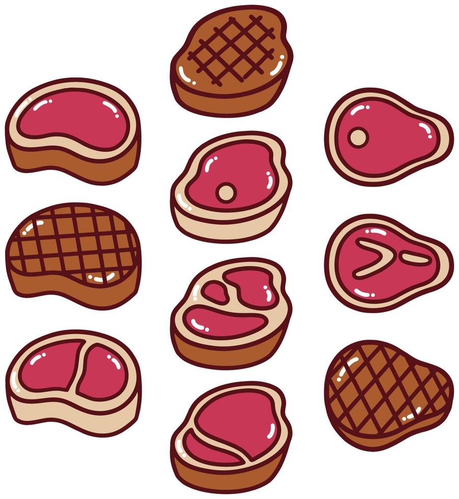 ilustración de doodle de bistec vector