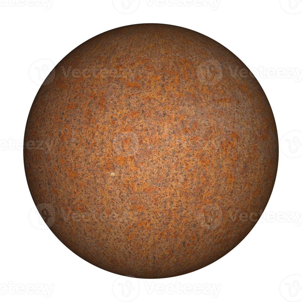 brown rusted steel metal sphere transparent background png