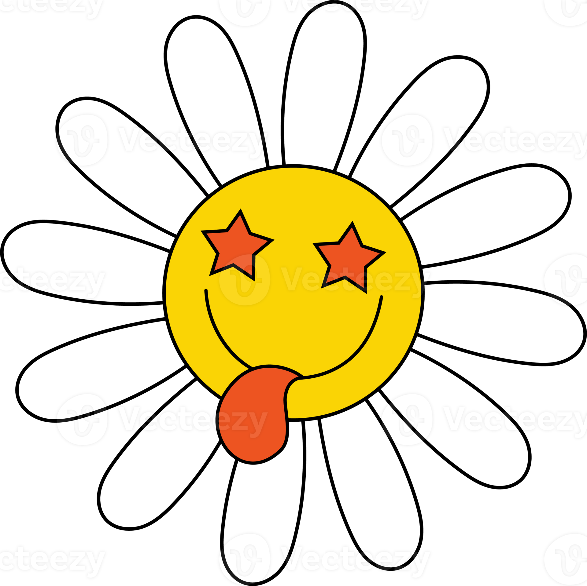 Cartoon daisy flowers with emoji face 8525500 PNG