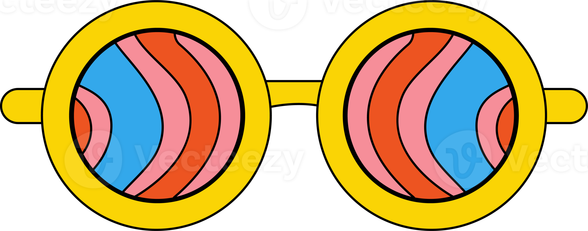 Retro 70s groovy element. Psychedelic hippie glasses png