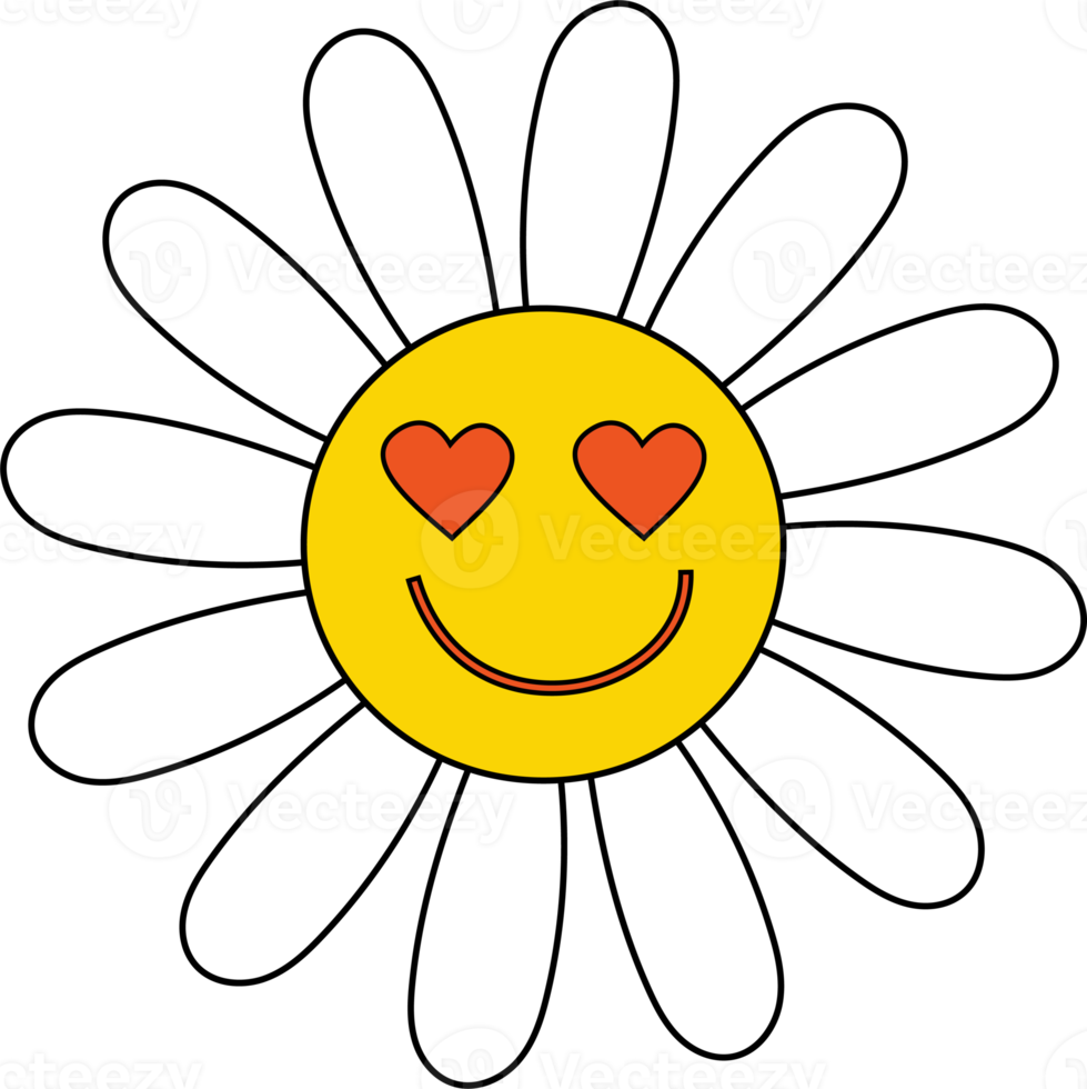 flower power. daisy flower. face emoji png