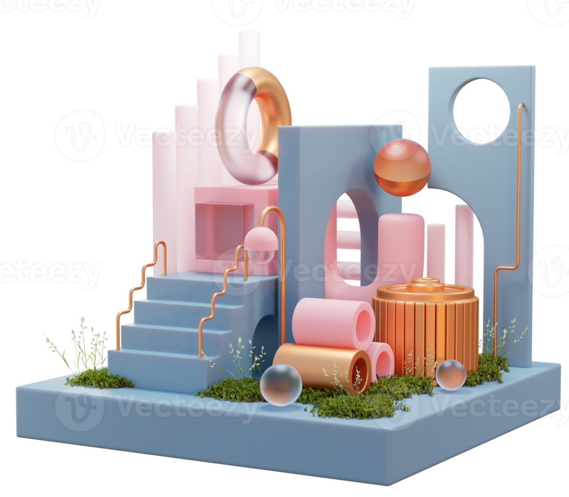 Abstract element with podium 3d illustration png