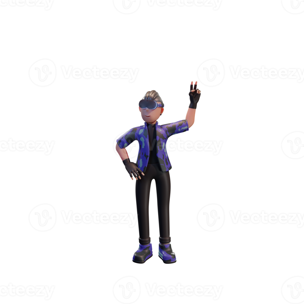 metaverse character 3d mit virtual-reality-gerät, für web, app, infografik, app png