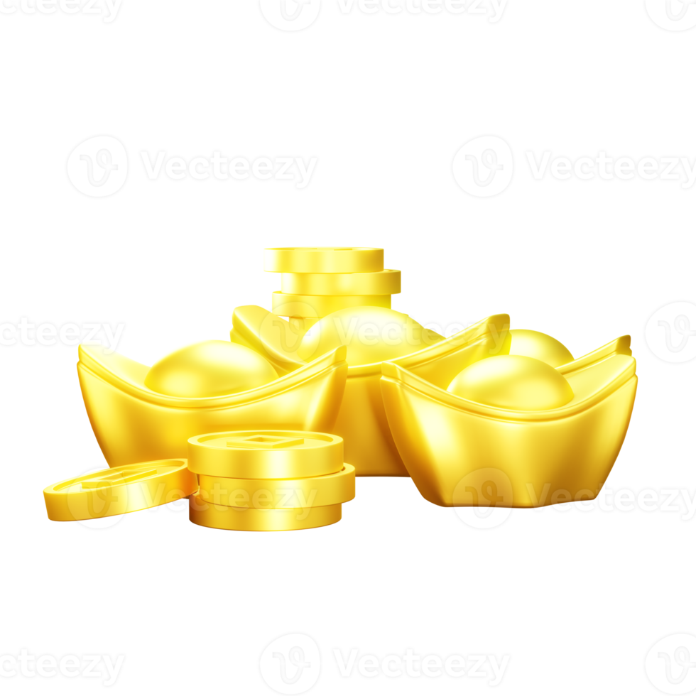 ingot gold icon 3d illustration png