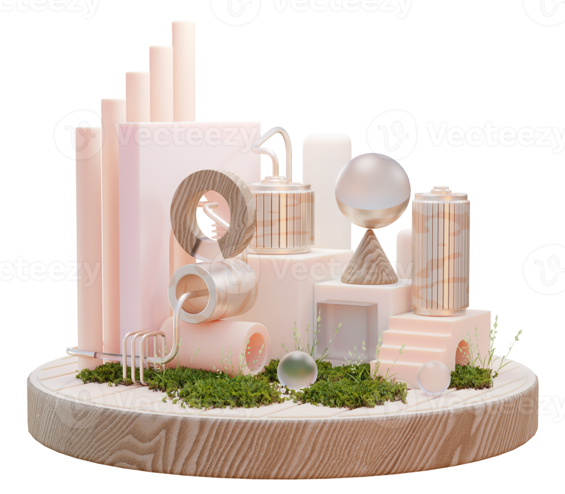 Abstract element with podium 3d illustration png
