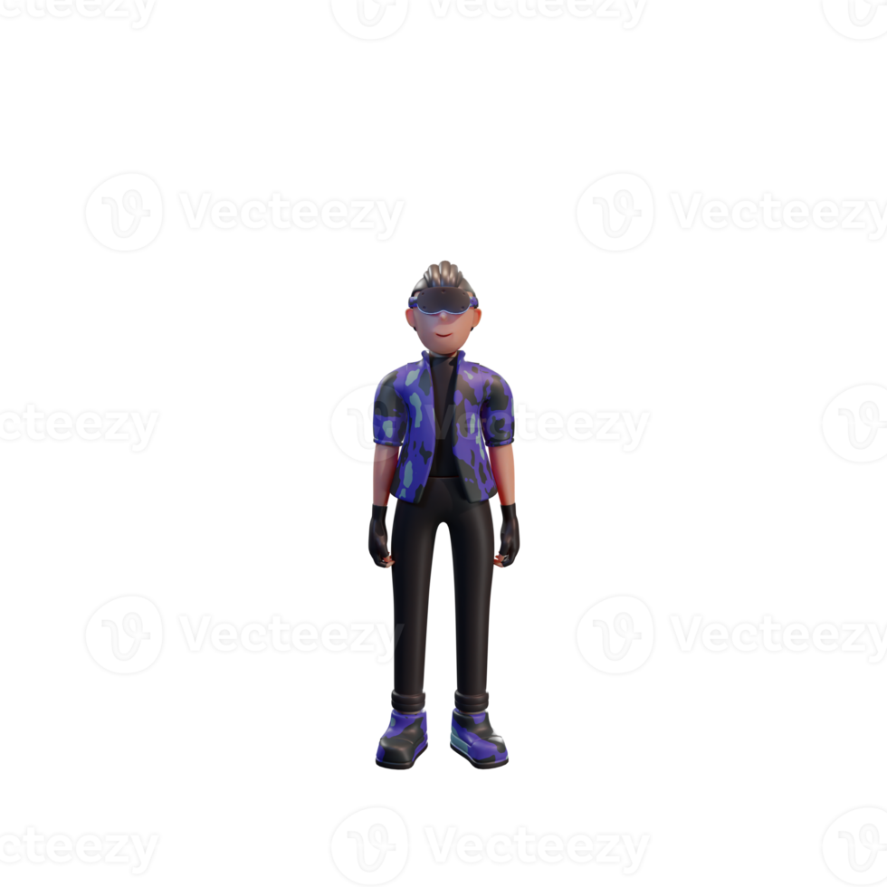 metaverse character 3d mit virtual-reality-gerät, für web, app, infografik, app png