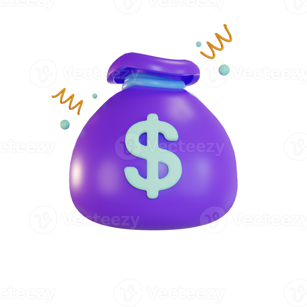 3d Icon Business, money sack png