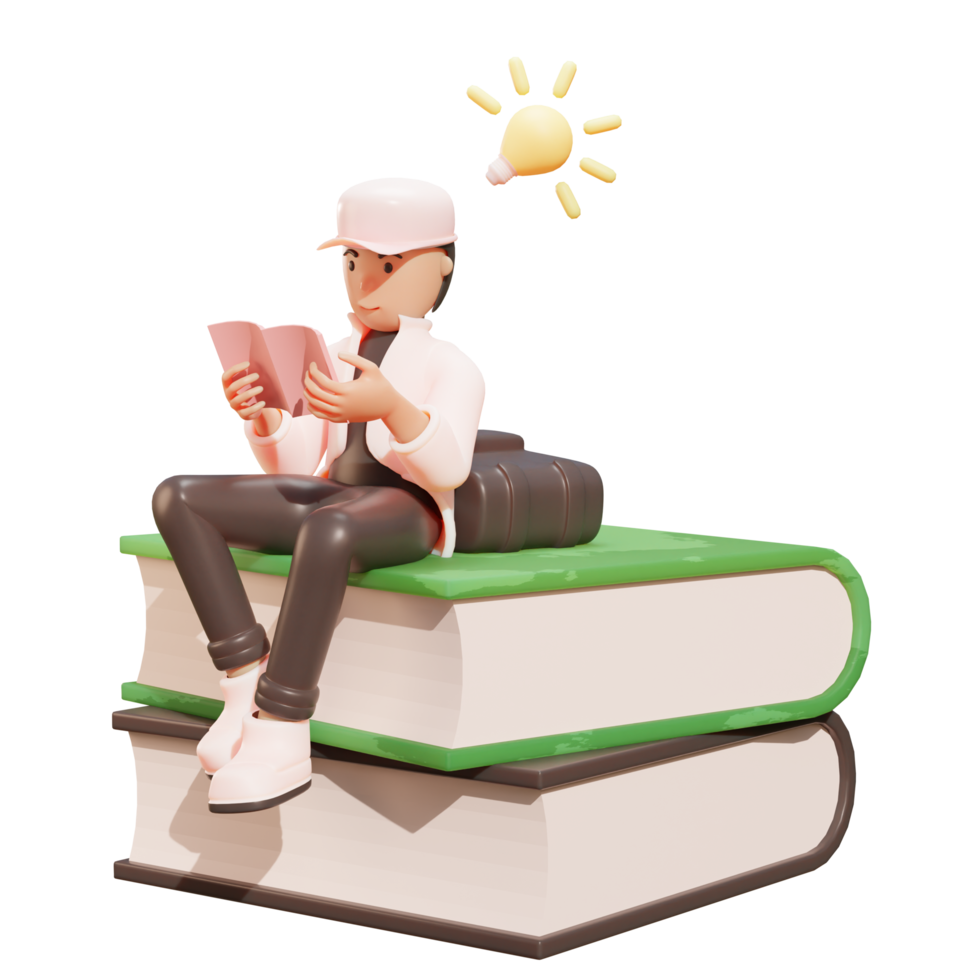 3D-Illustrationsfigur, Highschool-Junge png