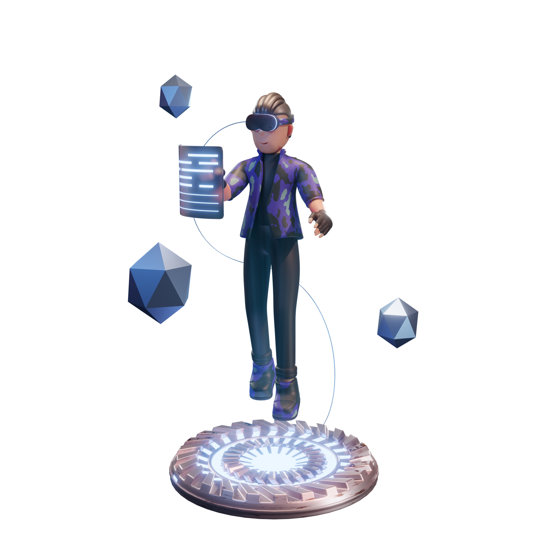 Premium PSD  3d illustration metaverse character holding control pad, for  web, app, infographic, app