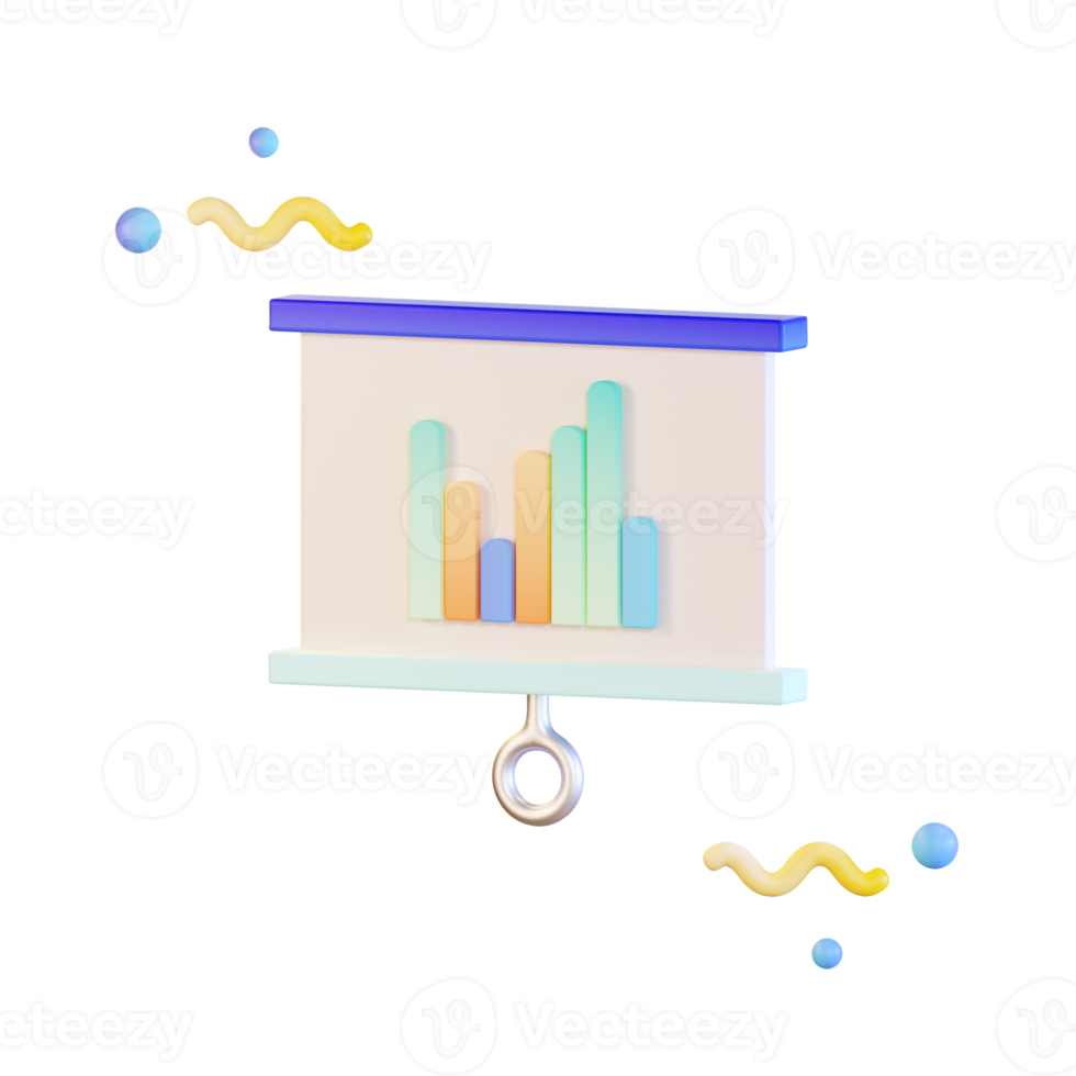 Presentation Slide, with statistic 3d Illustration png
