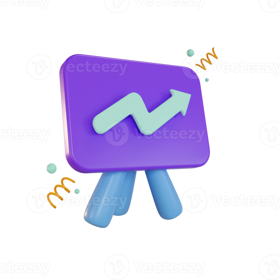 3d Icon Business, Whiteboard, with statistics png