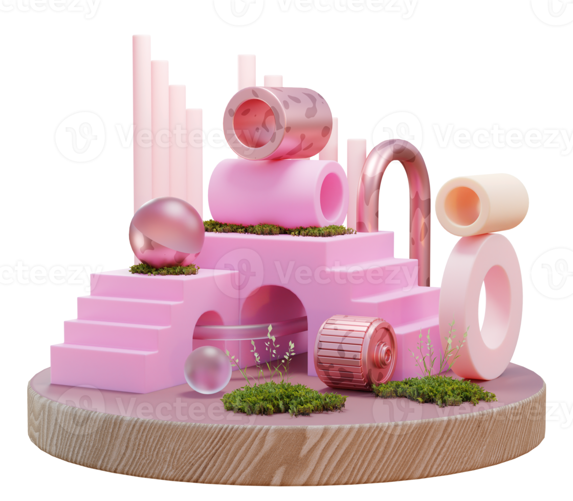 Abstract element with podium 3d illustration png