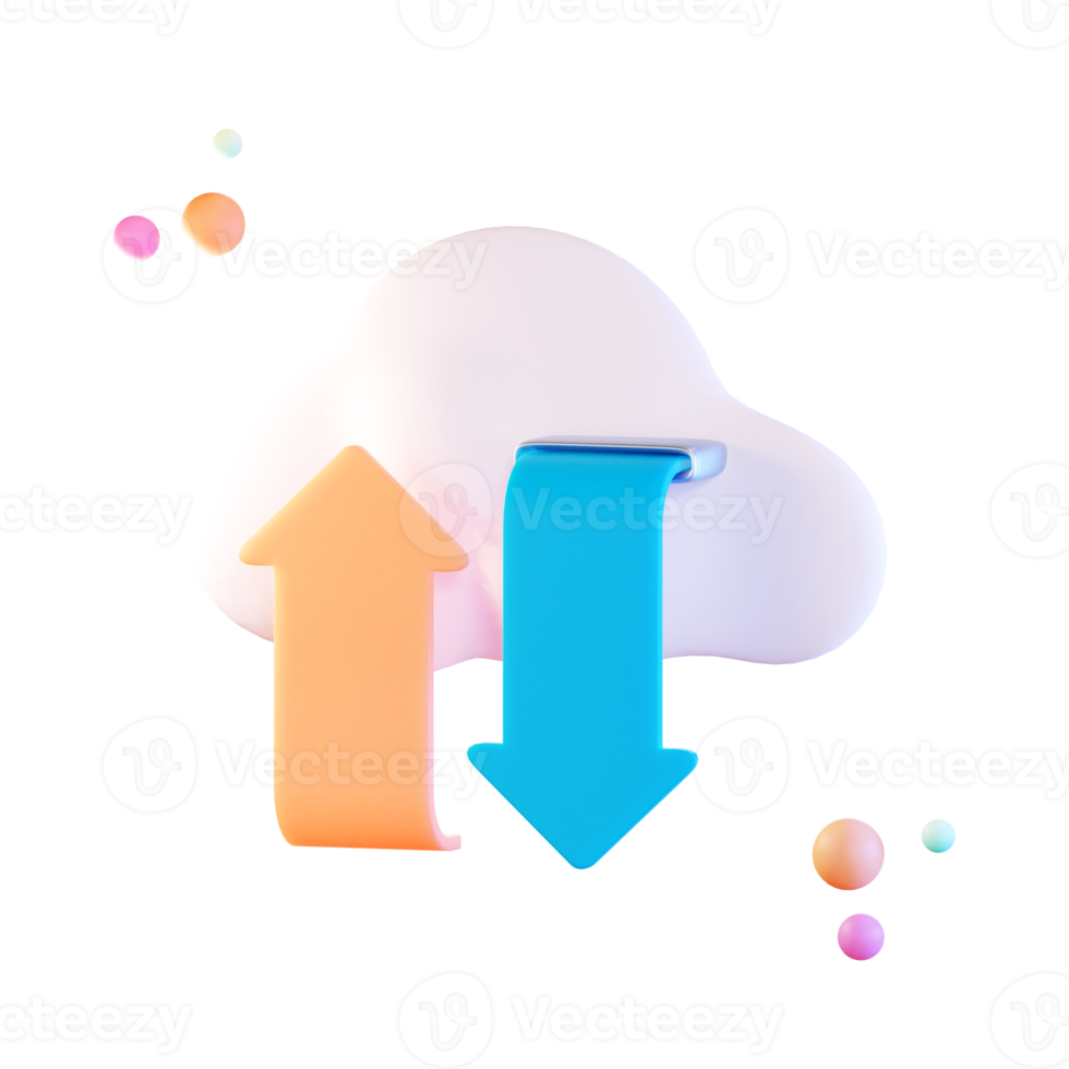ladda ner och ladda upp data, 3d-ikonillustration png