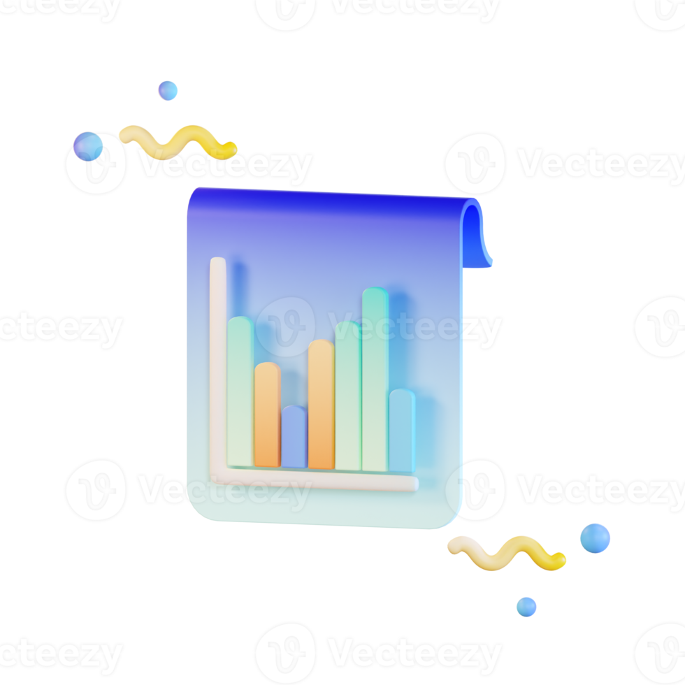 Ilustración 3d de archivos de estadísticas de datos png