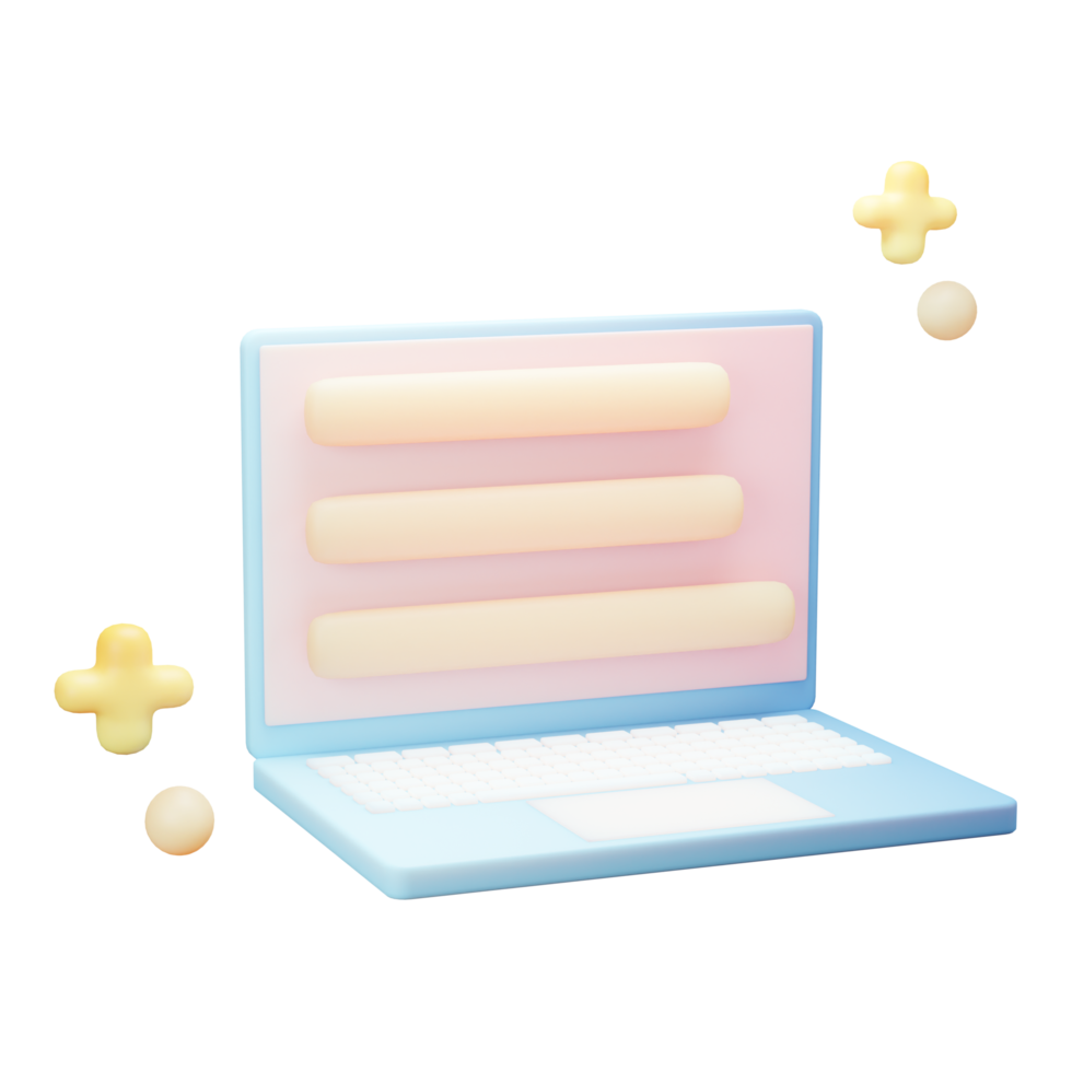 3D-Geschäfts- und Finanzsymbol, Laptop, verwendet für Web, App usw png