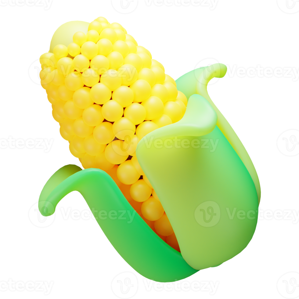 3d ilustración vegetal, maíz usado para impresión, web, aplicación, infografía, etc. png