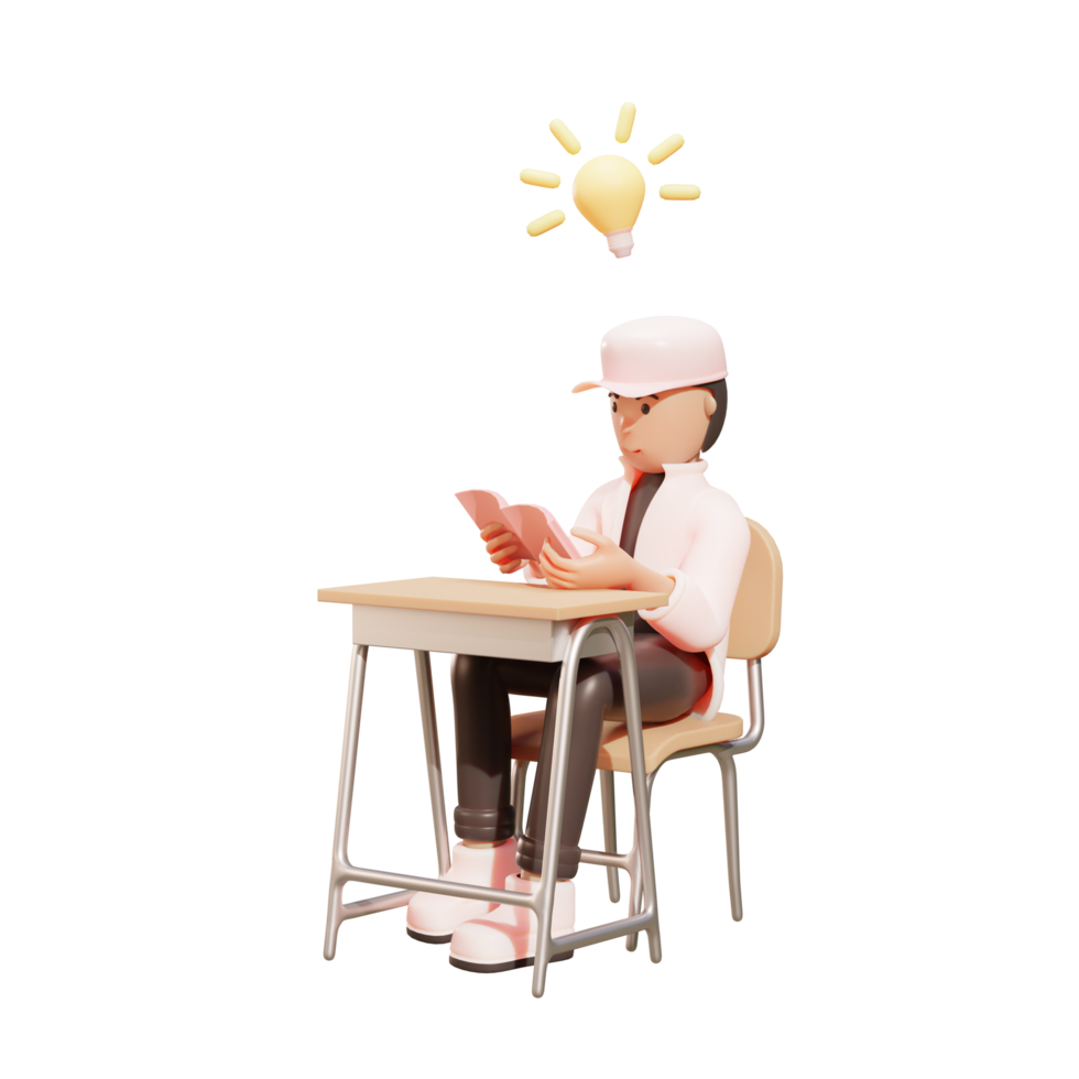 3d Illustration Character, High School Boy png