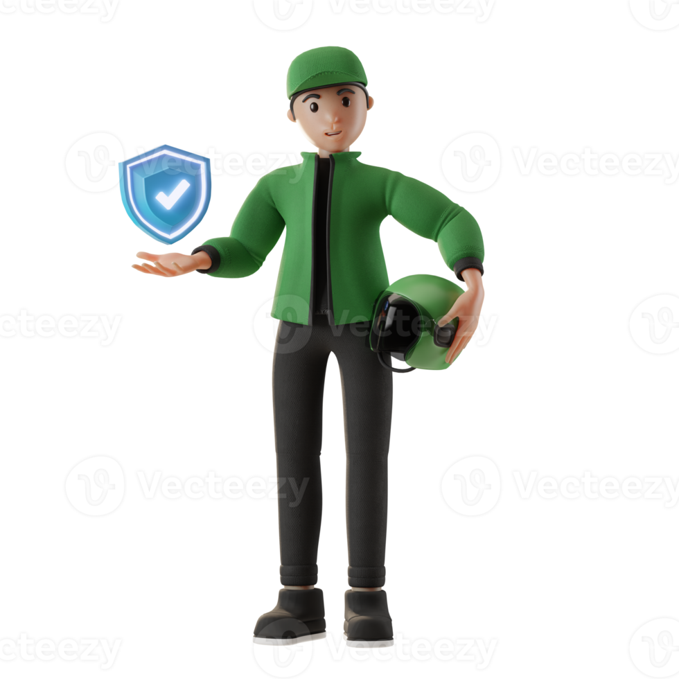 Delivery Service, with character, and safe protection, 3d Illustration png