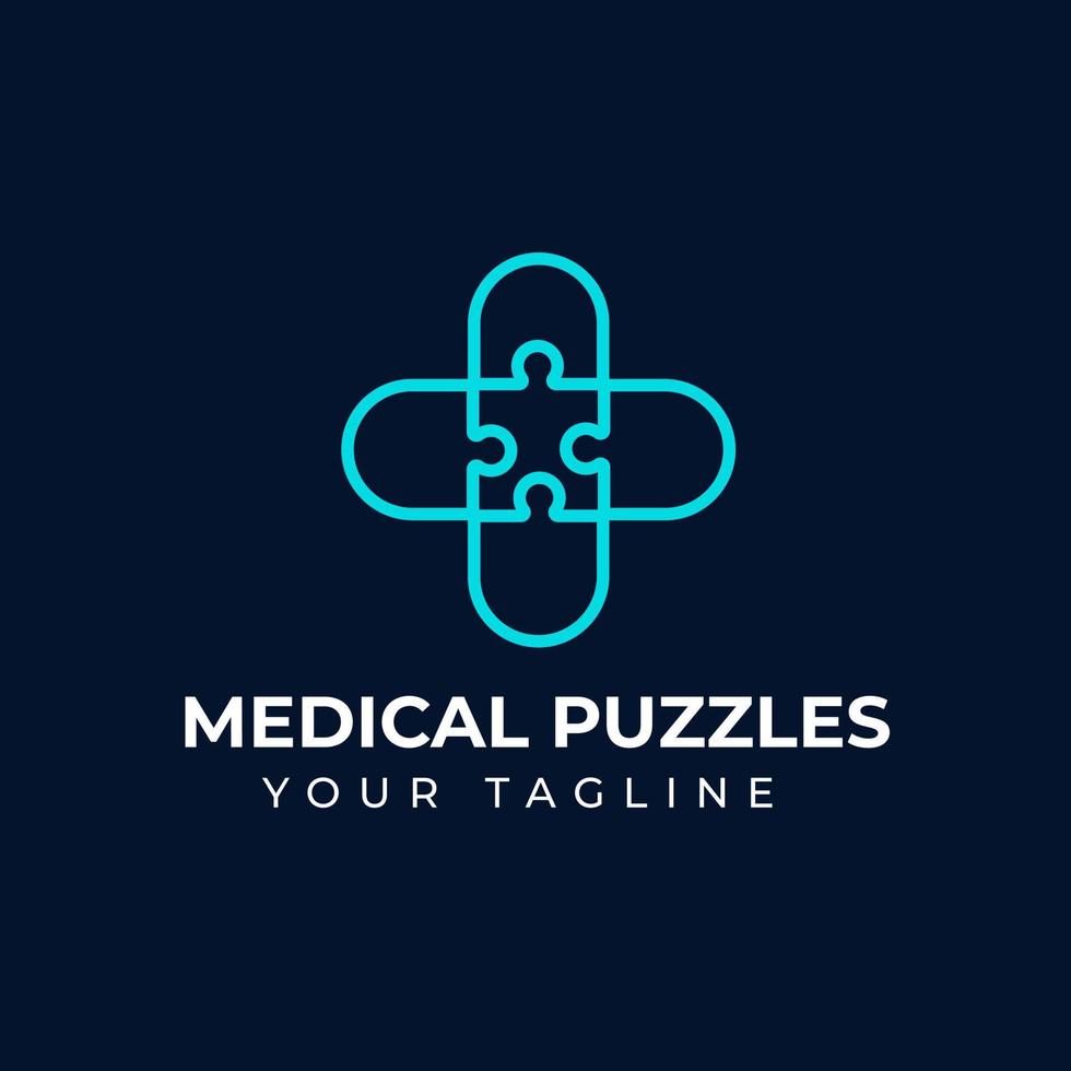 Abstract medical design logo. Puzzle medicine logo. Logo crossword puzzle. template, symbol vector