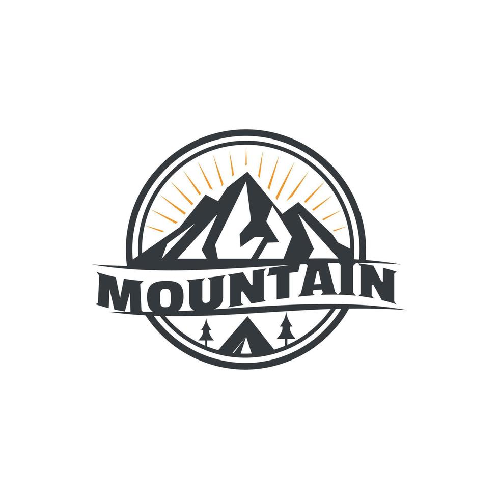 inspiración para el diseño del logotipo de montaña, aventura y sol para viajes de aventura, camping vector