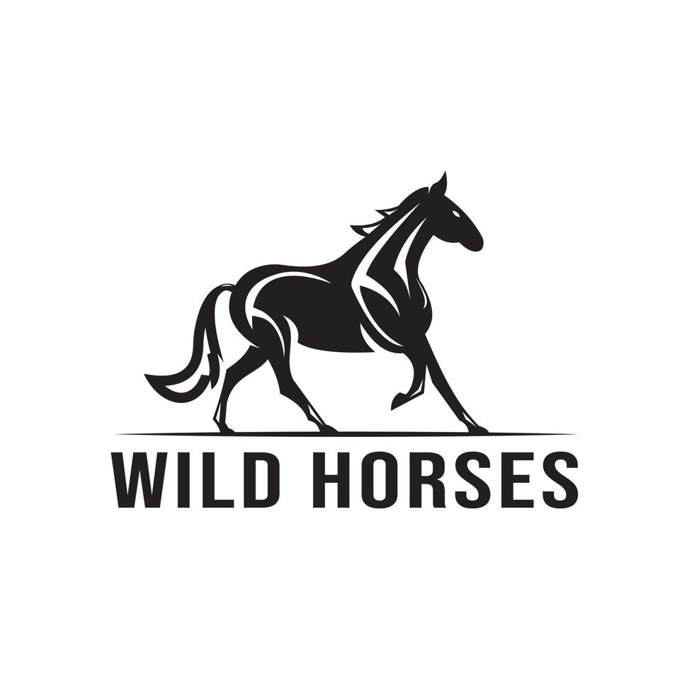 Wild horse silhouette logo design, whether for mascot, shipping or logistics, industry logos. Creative horse logo template icon symbol vector