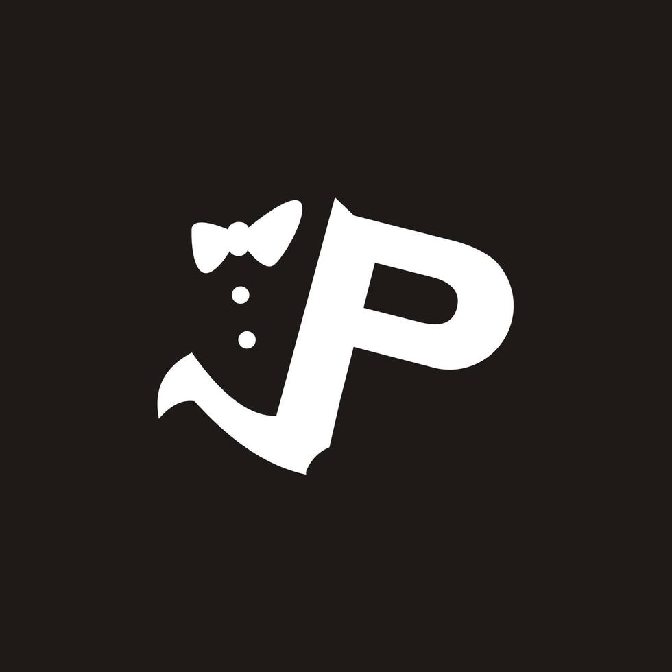 Tuxedo modern bow tie logo design symbol vector letter P