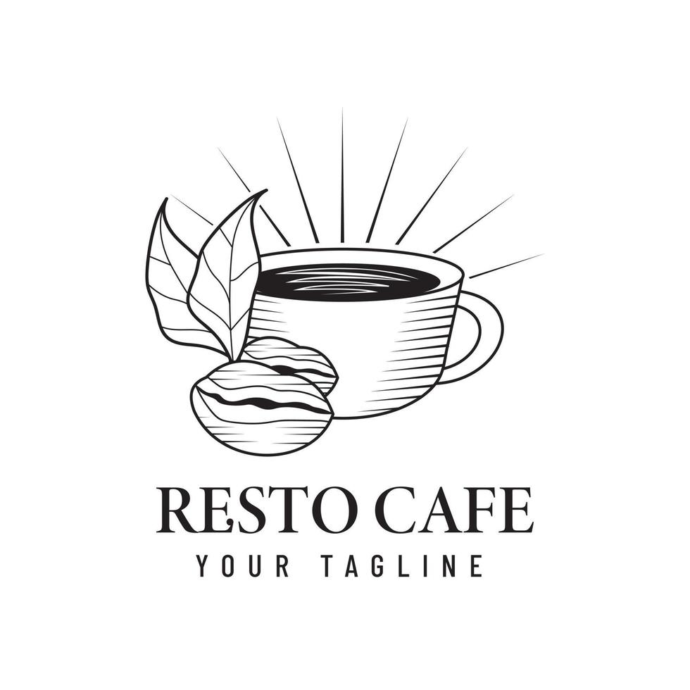 Restaurant cafe logo design template. Retro coffee emblem. vector art.