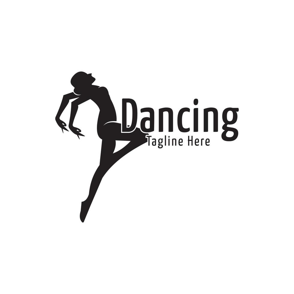 Vector logo design of dancing woman silhouette, dancing illustration