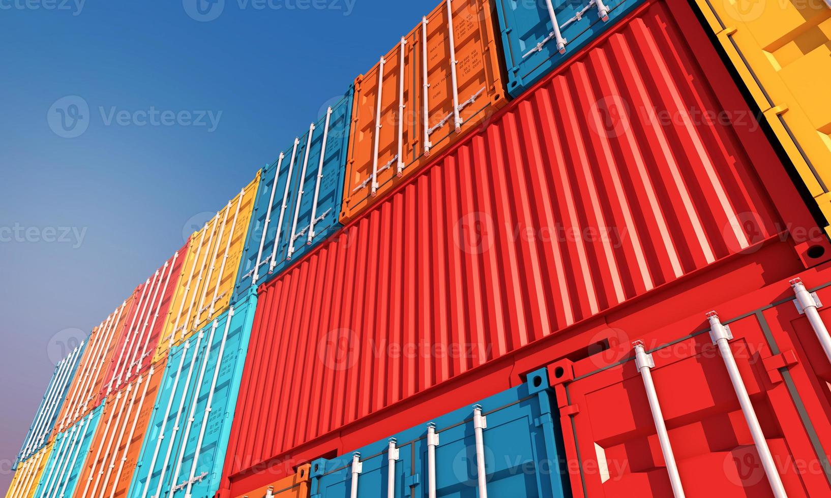Stack of containers box, Cargo freight ship for import export business, 3d rendering photo