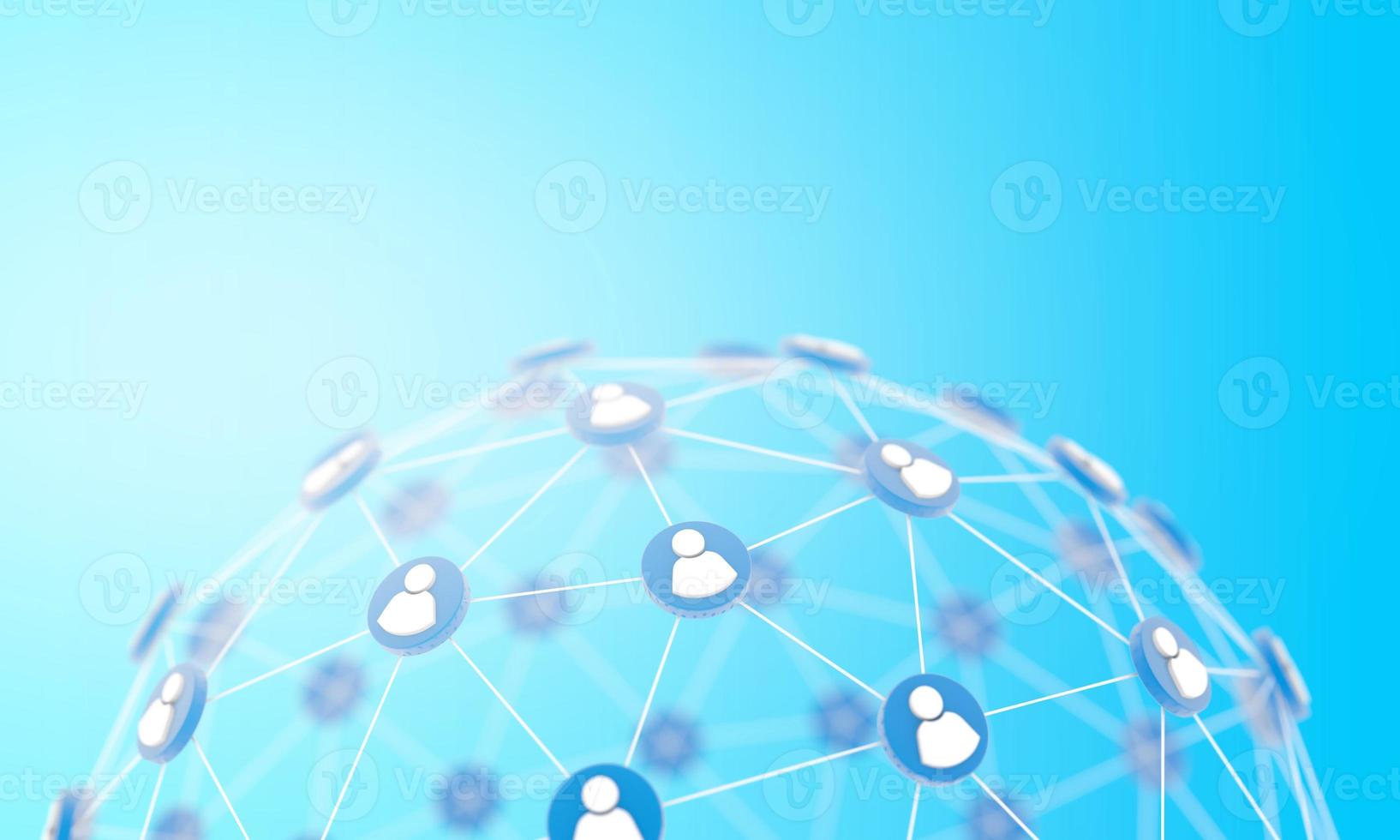 Global network connection, communication people, social media 3D render photo