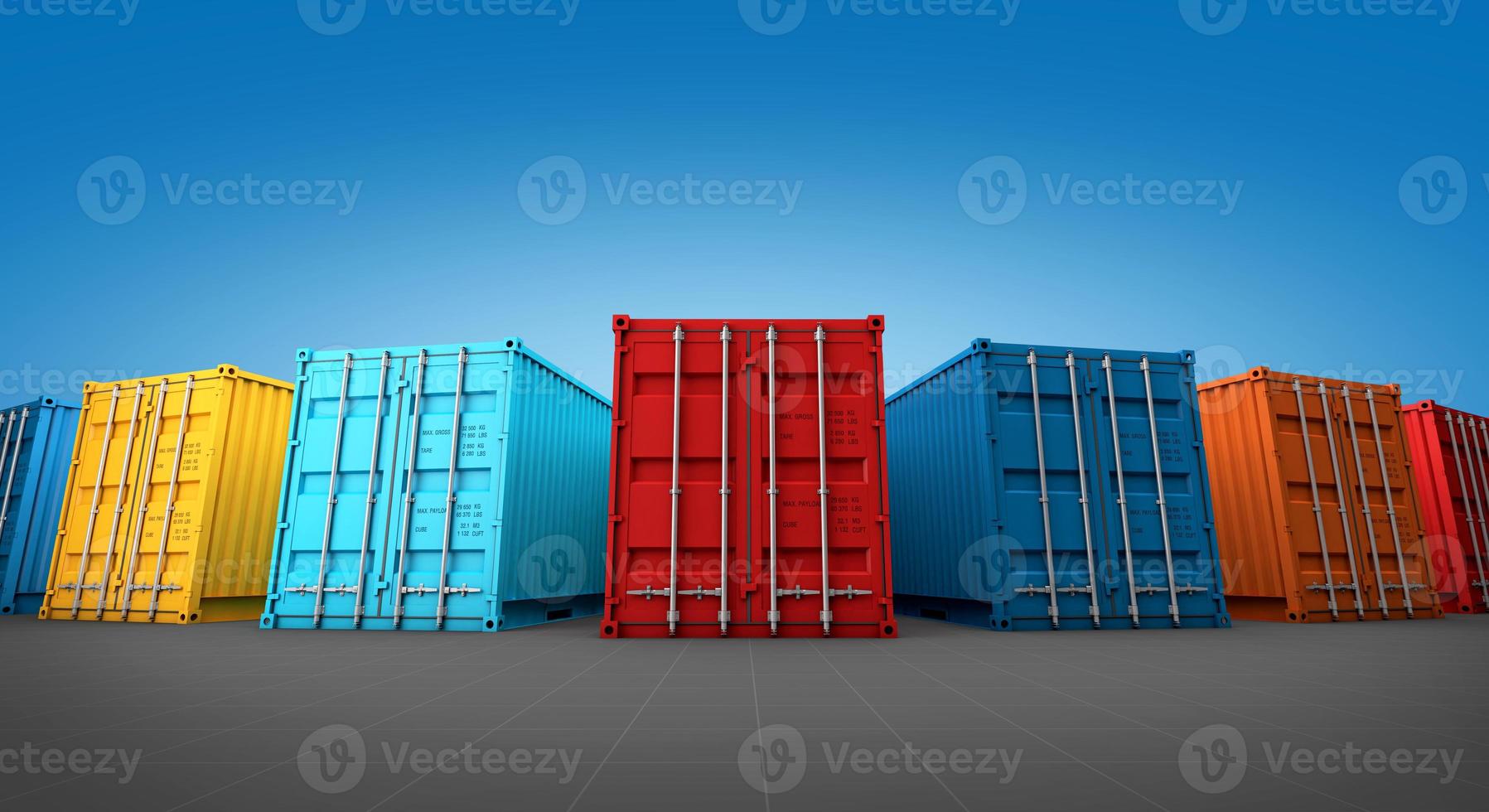 Stack of containers box, Cargo freight ship for import export, 3d rendering photo