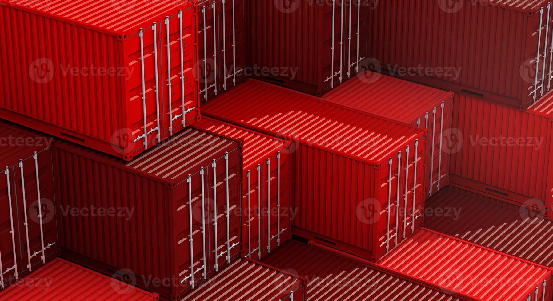 Stack of red containers box, Cargo freight ship for import export 3D photo