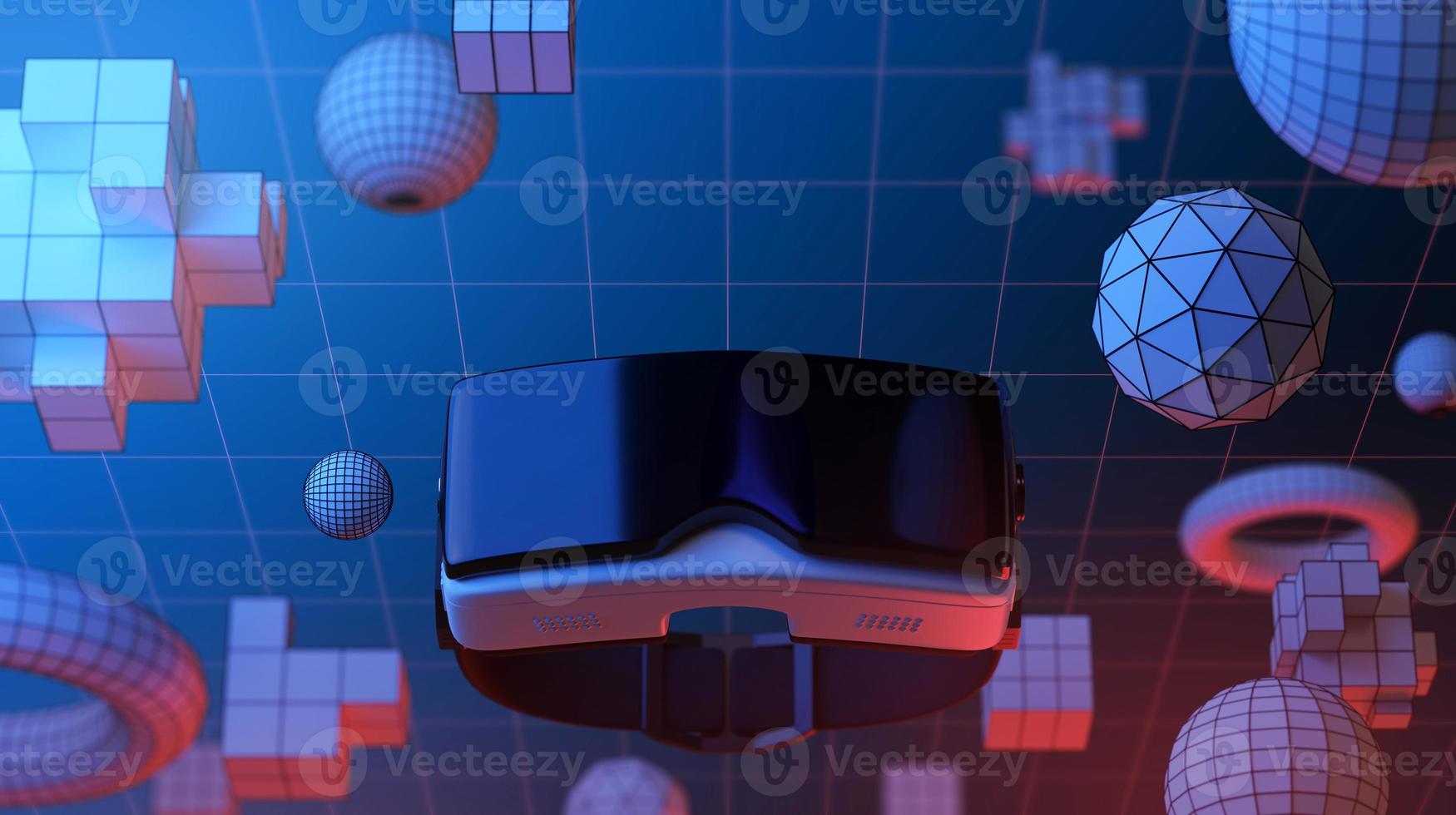 Metaverse Future digital with VR virtual reality technology, 3d rendering photo