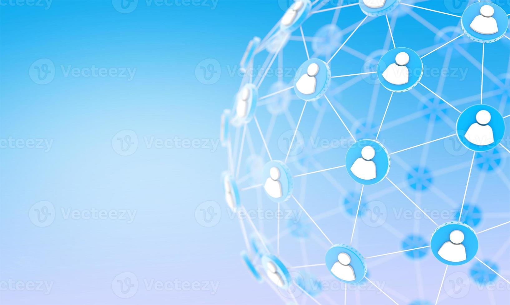 Global network connection, communication people, social media 3D render photo