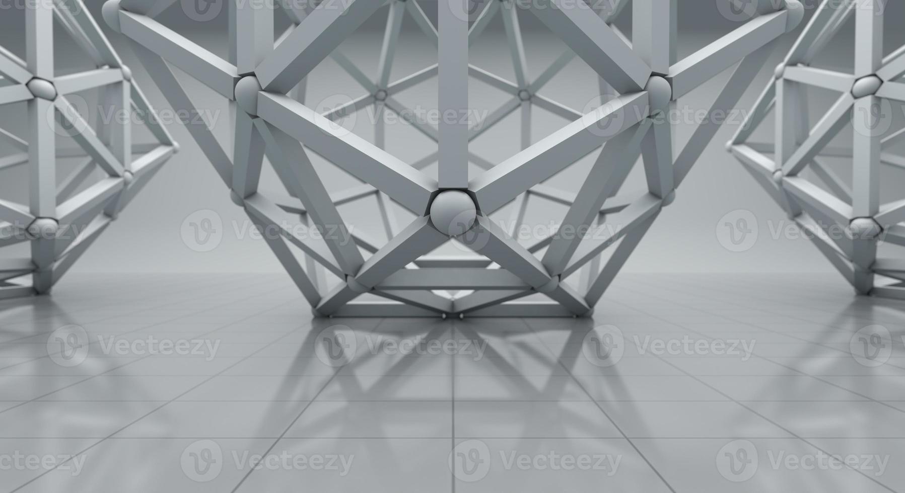 fondo de espacio de estructura futurista blanca, representación 3d foto