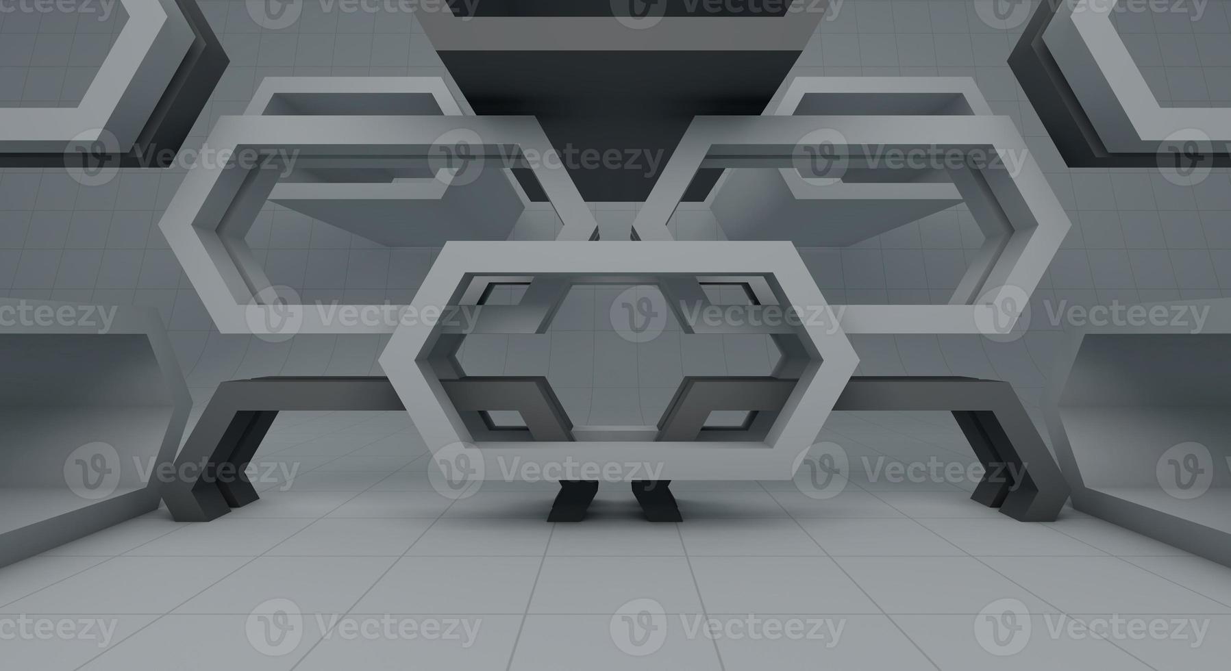 Modern white hexagon empty background, 3d rendering photo