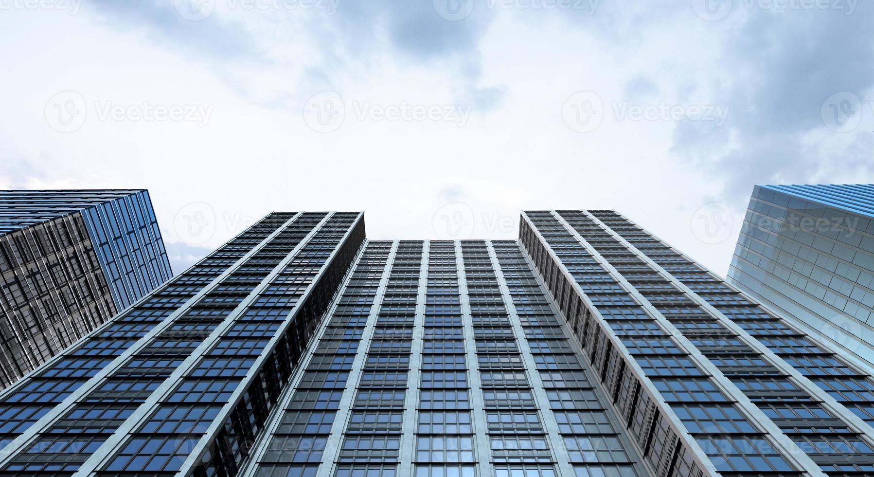 Modern building office and blue sky background, 3d rendering photo