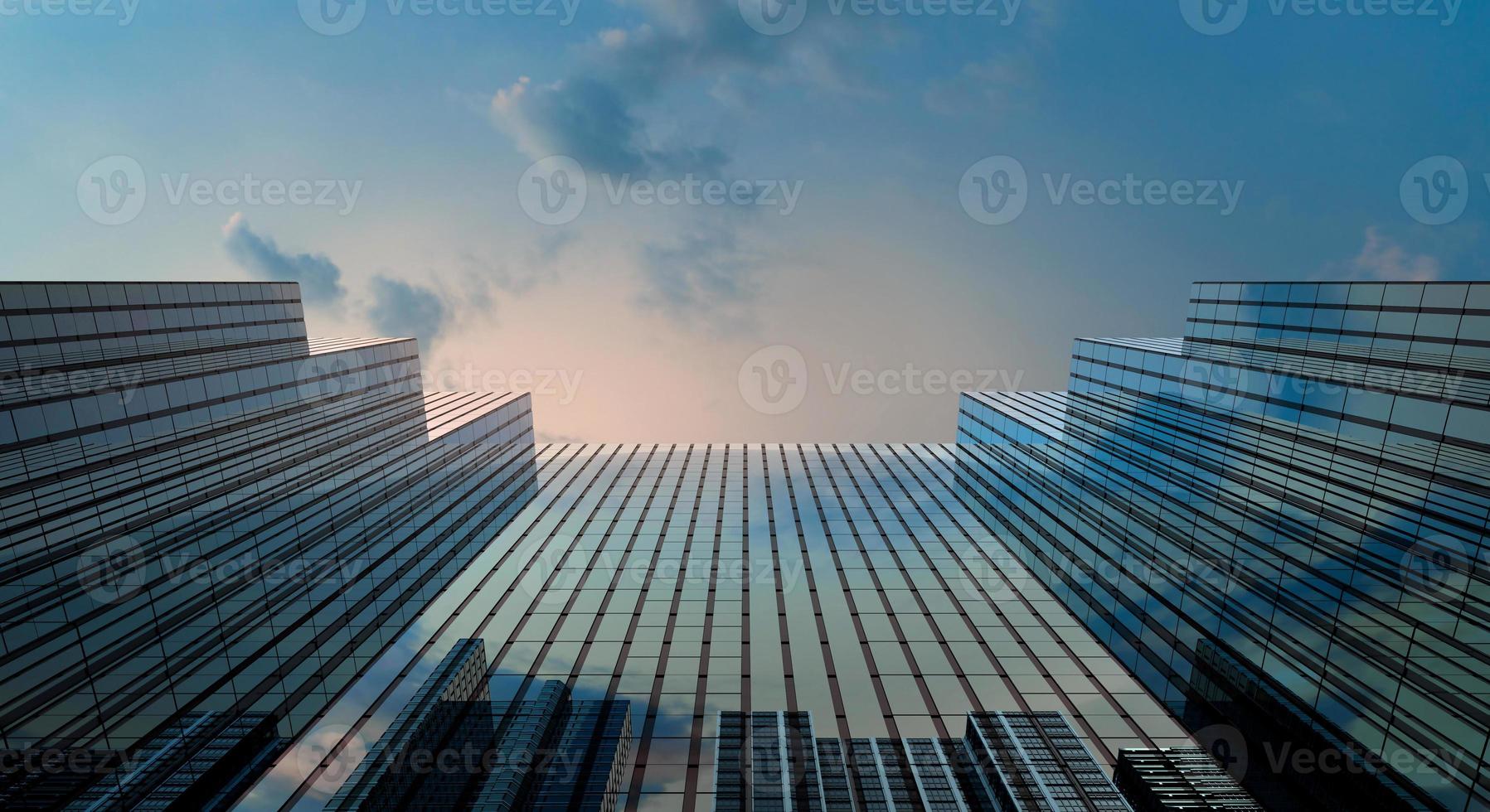 Modern building office and blue sky background, 3d rendering photo