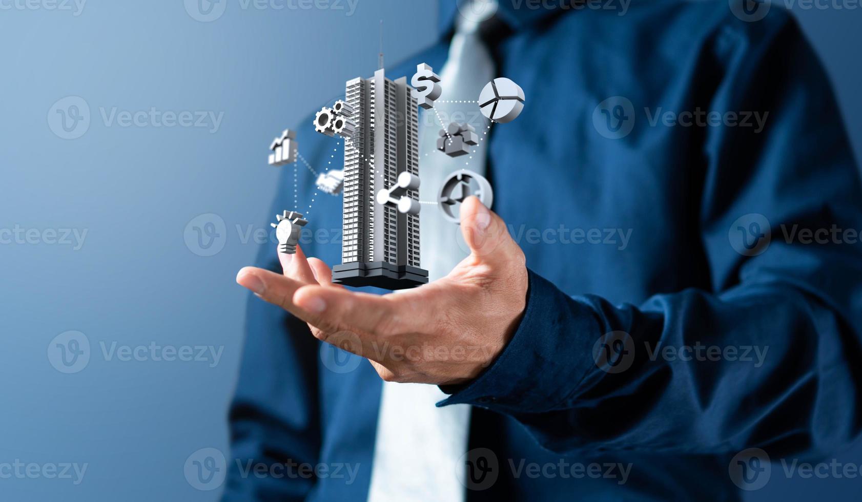 Businessman show management 3d icon of business photo