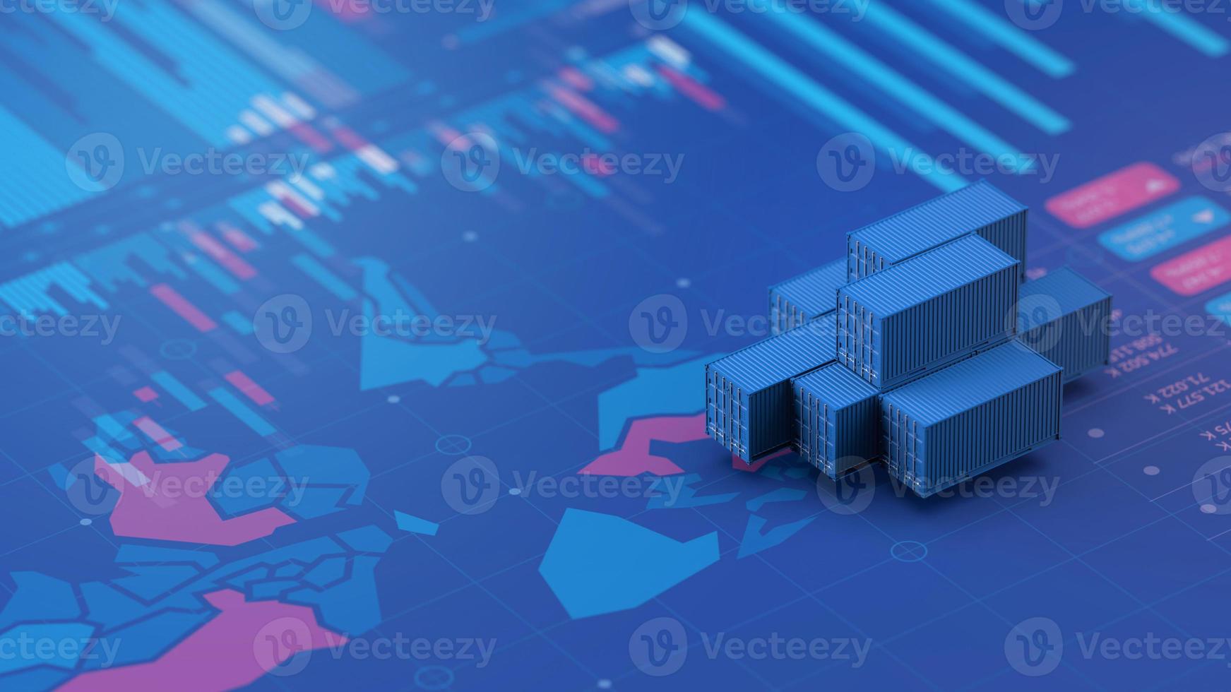 Infographics export import container background, 3d photo