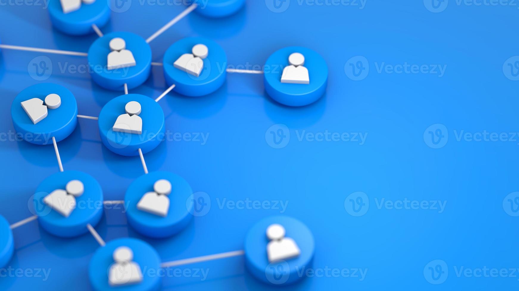 Social network connecting people icon. 3d rendering photo