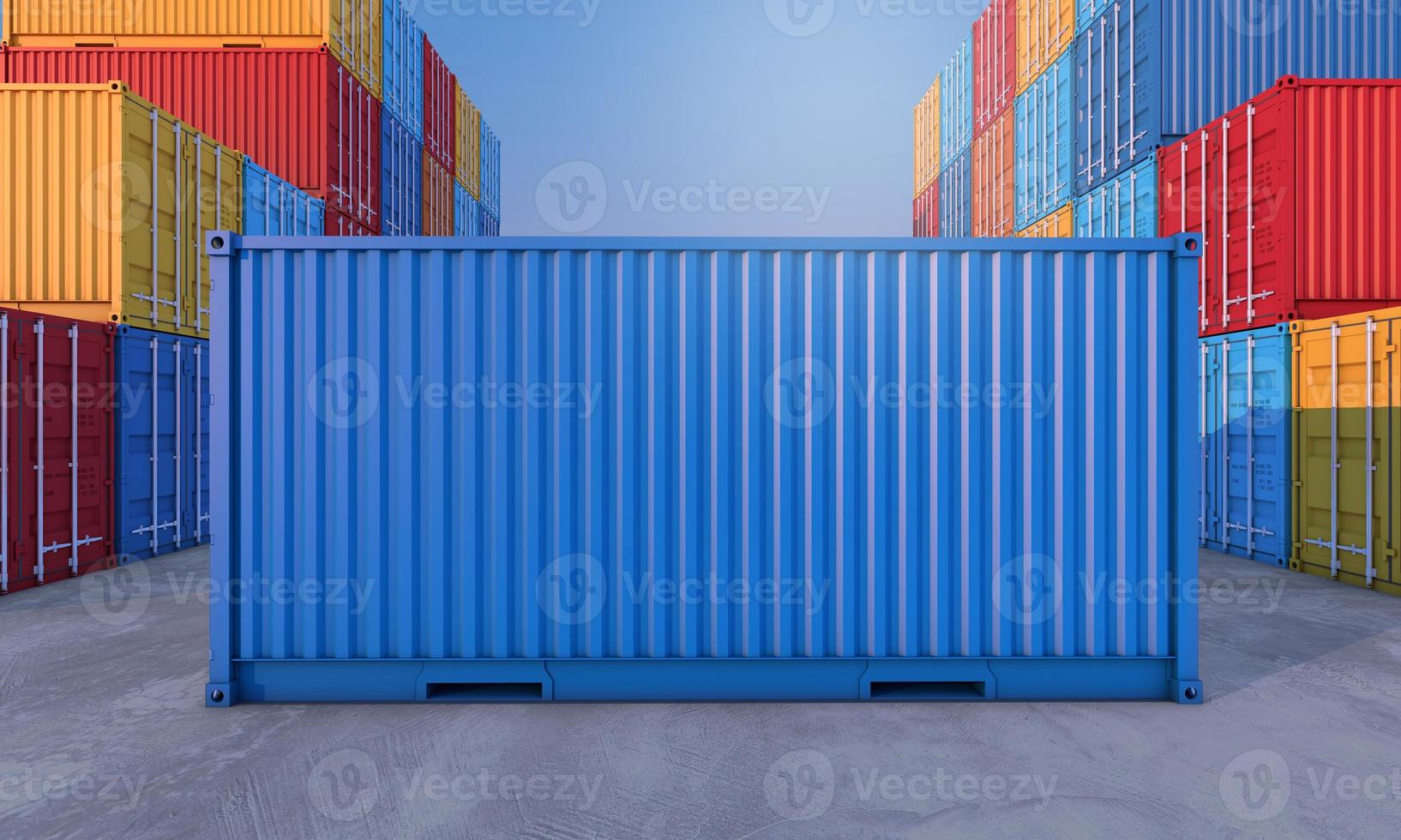 Stack of containers box, Cargo freight ship for import export business, 3d rendering photo
