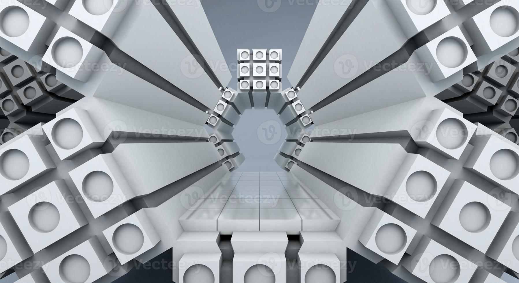 White futuristic and empty stage background, 3d rendering photo