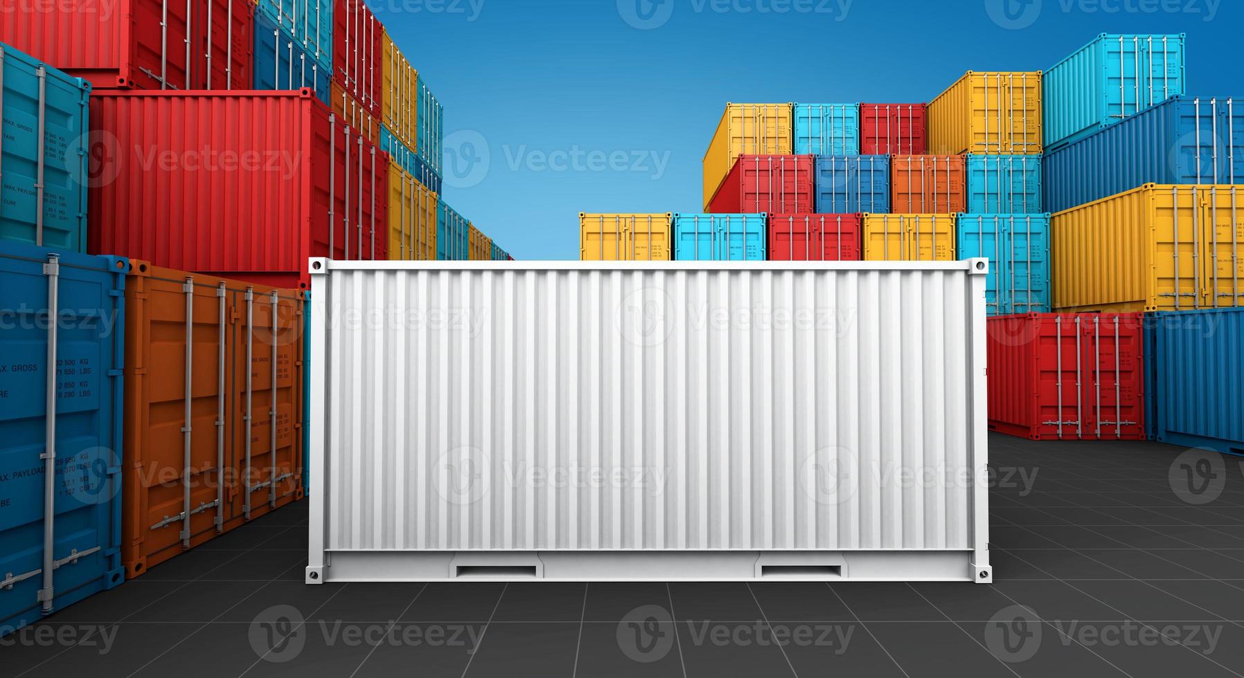 Stack of containers box, Cargo freight ship for import export, 3d rendering photo