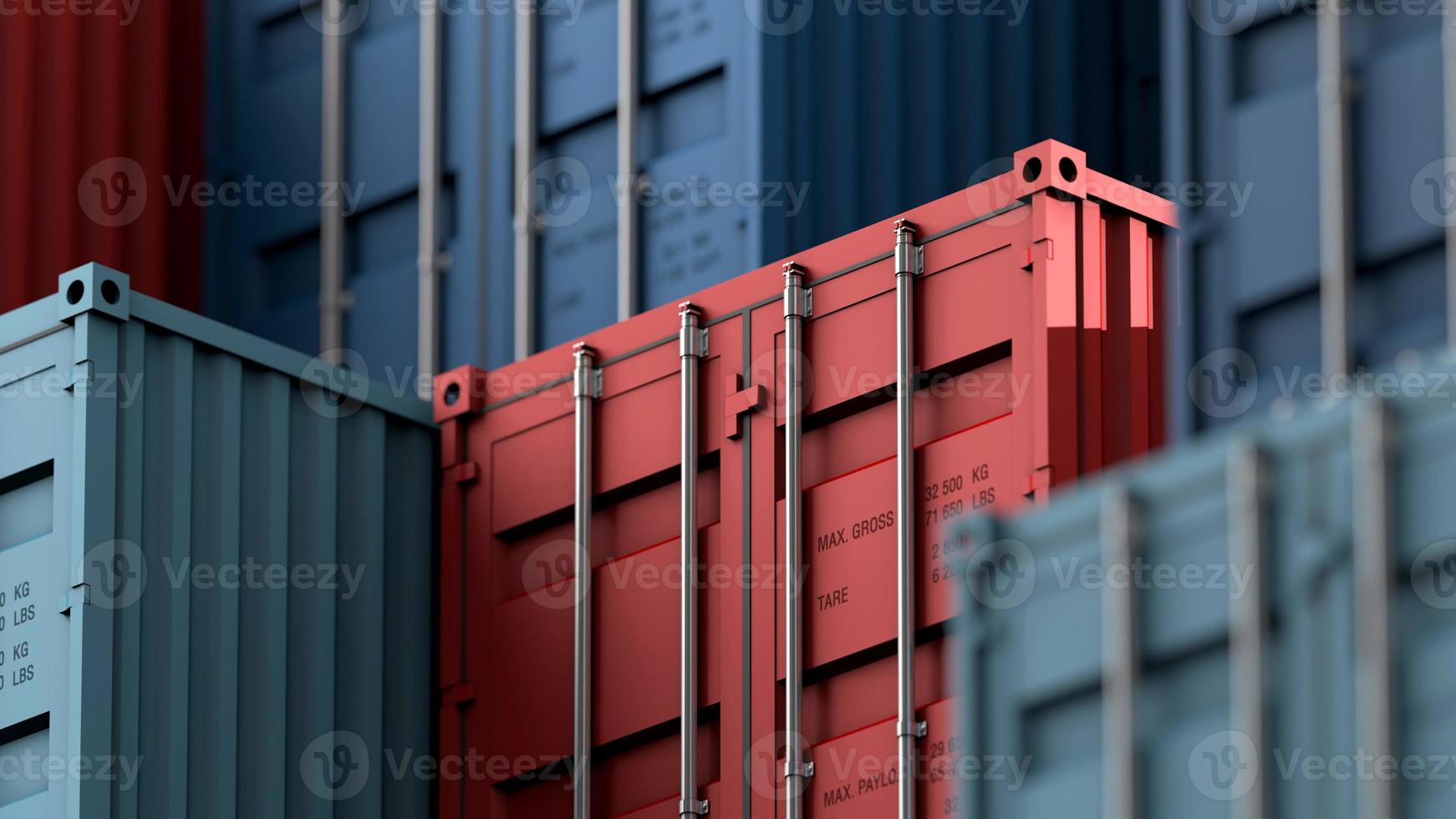 Stack of containers box, Cargo freight ship for import export logistics photo