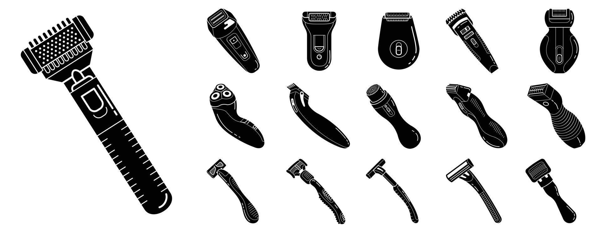 conjunto de iconos de afeitadora, estilo simple vector