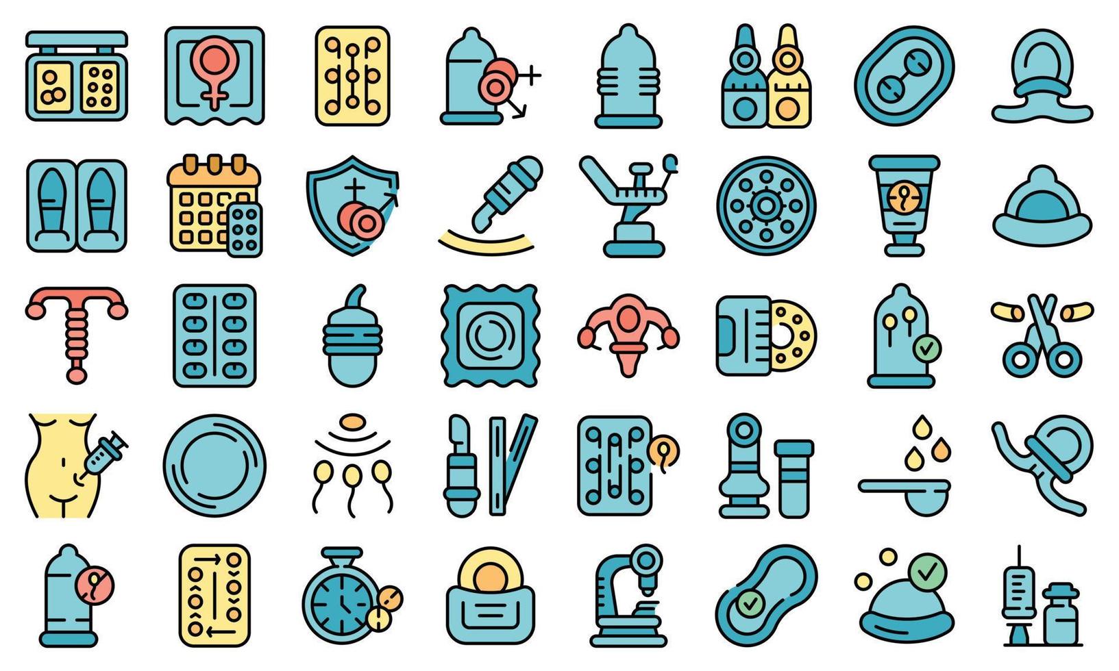 Contraceptives icons set vector flat