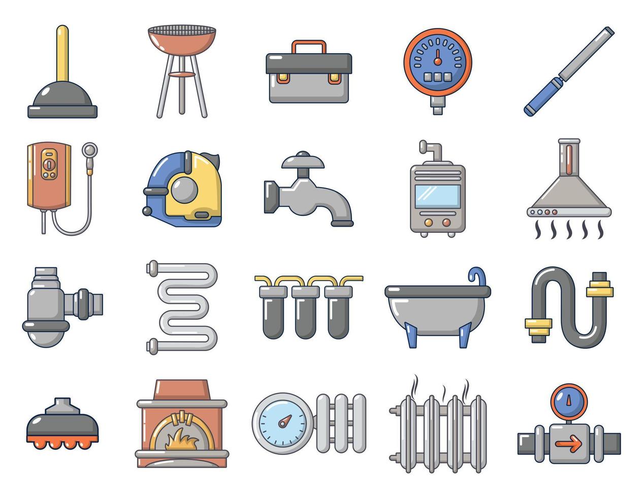 conjunto de iconos de herramientas domésticas, estilo de dibujos animados vector