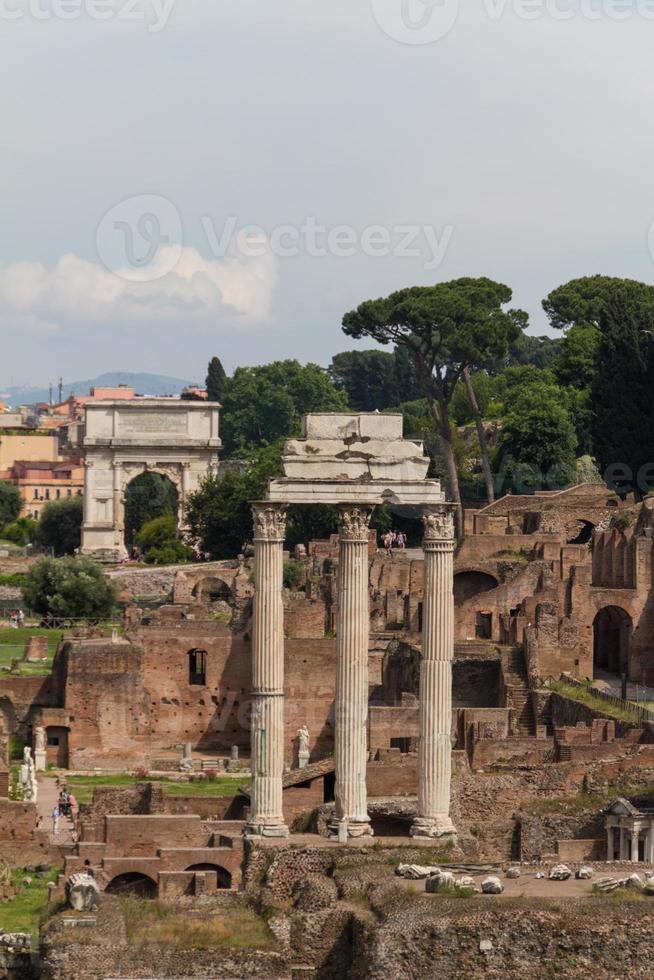 Building ruins and ancient columns  in Rome, Italy photo