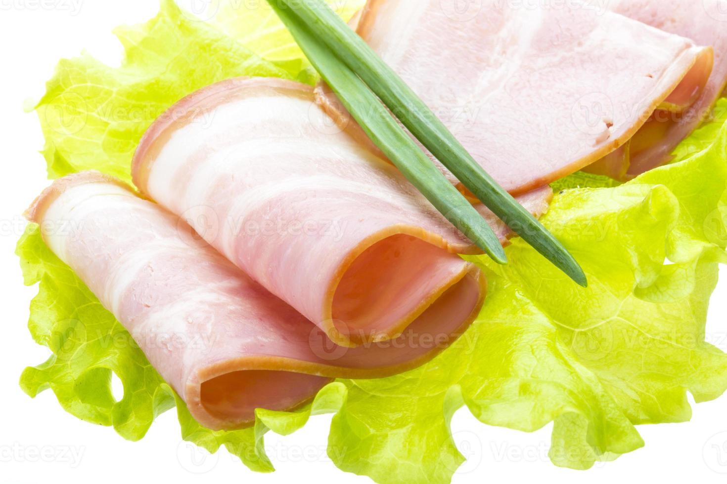 Bacon with salad leaves photo